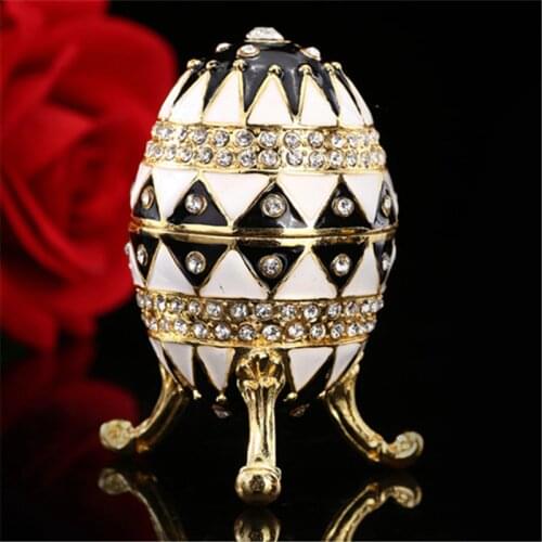 Qifu creative new concise black and white faberge egg gift boxes for jewellery
