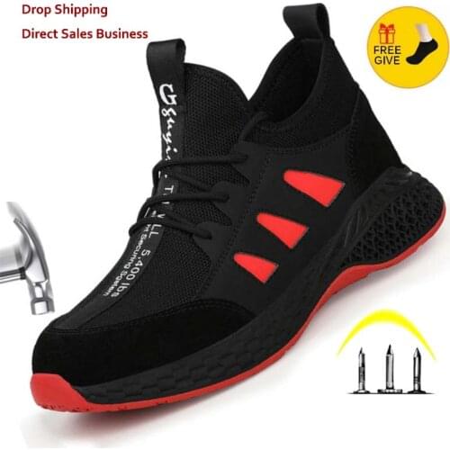 Work Safety Boots Men Shoes Sneakers Breathable Anti-Smashing Lightweight Work Boots Indestructible Sneakers With Steel Toe Cap
