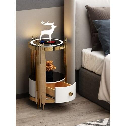 Nordic Minimalism Bedside Table Floor Lamp Light Luxury Wireless Charging Storage Rack Integrated Table Lamp