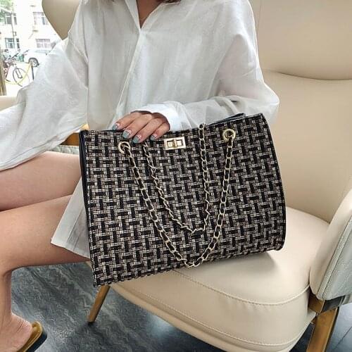 Shoulder Bag Female Designer Tote Bag Handbag Backpack Women Bag All-match Fashion 2021 New Canvas Chain High Capacity Lattice