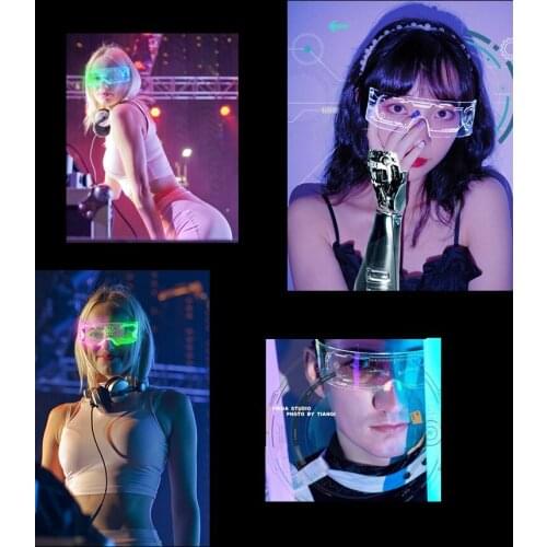 LED Glasses Bilateral Control 5 Modes With Battery Halloween Bar Party