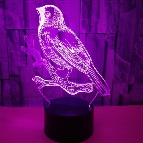 Bird 3D Light Colorful Remote Touch Night Light Acrylic 3D Vision Table Lamp LED illusion Desk Lamp Animal Home Decor Lighting