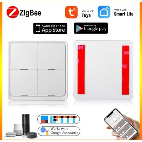 Tuya Smart ZigBee Smart Switch 4 Gang Scenario Scene Switch Support Zigbee Home Assistant Smart Switch Accessories
