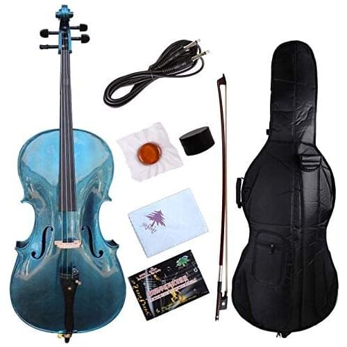 Yinfente Electric Acoustic Cello 4/4 Solid Maple Spruce wood Ebony Fittings Sweet Sound With Cello Bag Bow