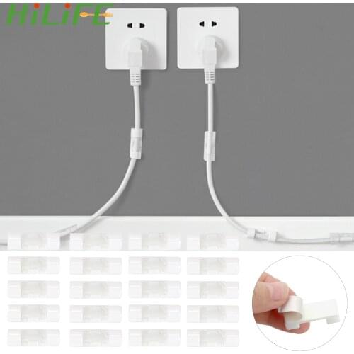HILIFE USB Cord Clips Holder Organizer Solid Line Clamp Fixed Wire Cable Clips Wire Fixing Clamp Clip 20pcs/lot ABS
