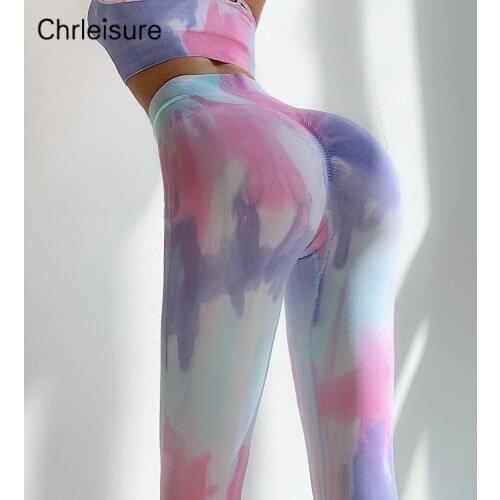 CHRLEISURE Sexy Leggings Women High Waist Seamless Tie Dye Sports Leggings Buttock Workout Push Up Elastic Gym Fitness Leggings