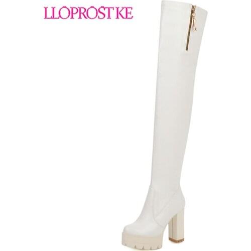 Lloprost ke Ladies 2020 round toe Ultra High waterproof platform Zipper Thigh High Boots Sex Woman Shoes Winter Women Boots H601