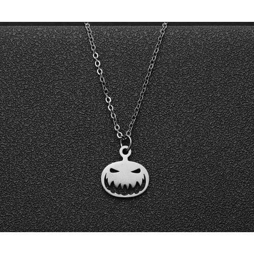 Spooky Ghost Evil Smile Stainless Steel Necklace For Women Men Halloween Jewelry Friendship Gift Necklaces Pendants