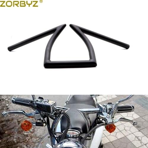 ZORBYZ Motorcycle 7/8" 22mm Iron Black/Chrome Drag Handlebar Z Bars For Chopper Bobber Custom