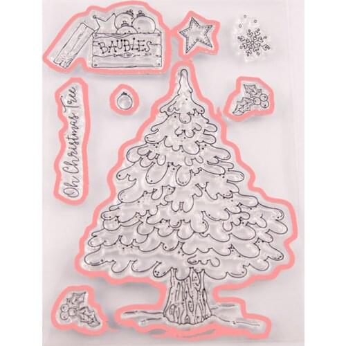 1pc Pine Tree Deer Transparent Clear Silicone Stamp Seal DIY Scrapbook Rubber Stamping Coloring Embossing Diary Decor Reusable