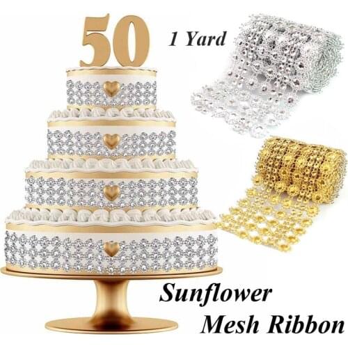 1 Yard Rhinestone Roll Tape For Cake Decor Crystal Mesh Wrap Ribbons Cake Wedding Decoration Glitter Charming Bling Diamond