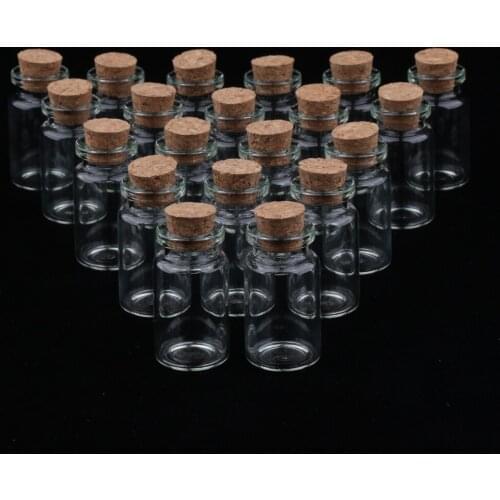 20 Pcs 7ml Mini Glass Bottle Vials with Cork Stopper for Storage And DIY Arts