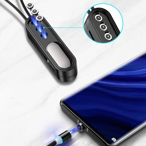 3 in 1 Magnetic Micro USB Cable Portable Travel Cable Fast Charging Universal Mobile Phone USB C Data Cord For iPhone 12 Xiaomi