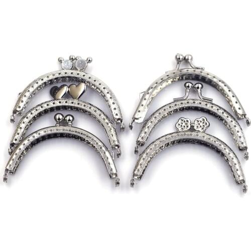 8.5cm Silver Tone Semicircle Purse Frames Kiss Clasps Handbag Handles Buckles with Holes DIY Luggage Bag Accessories Hardware