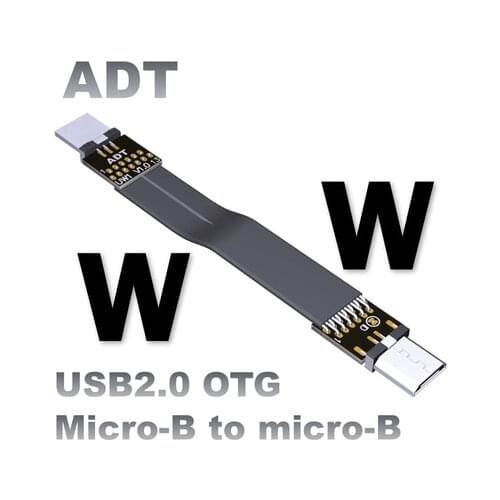ADT-Link Micro USB B To Micro USB-B 90 Degree Adapter USB OTG 2.0 Cable 15cm FPC Ribbon Flat USB Micro 2.0 OTG FPV Cable 3A
