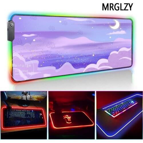 MRGLZY Dream Nebula LED Light RGB XL Large Mouse Pad Carpet Genshin Impact DeskMat PC Laptop Keyboard Gaming Accessories for LOL