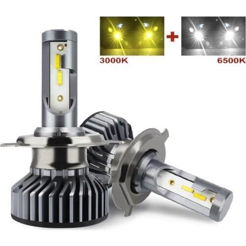 Dual Color Car Lights H4 LED H7 16000LM H1 H3 H8 H11 LED Atuo LampFor Car Headlight Bulb HB3 HB4 9005 9006 Turbo LED Bulbs 12V
