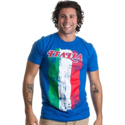 Italia Flag Italian Pride, Italy Italiano Forza Azzurri Colors Mens Cool Fashion Short Sleeve Cotton T-Shirt