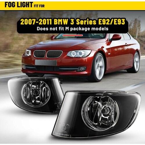 FOR-BMW E92 E93 3 SERIES 2DR 2007-2011 FRONT SIDE BUMPER BLACK FOG LIGHTS CLEAR LENS LAMP