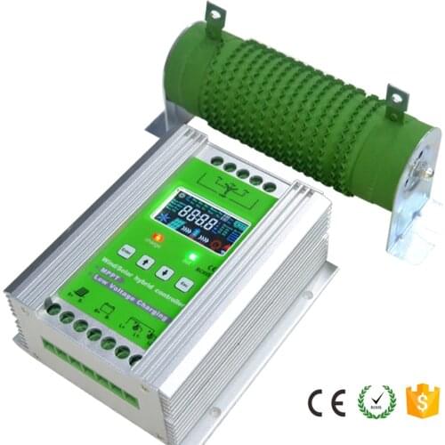 Mppt wind solar hybrid controller 12V 24V 48V 300W-1000W wind max 1000W solar with dump load resistor colorul LCD display