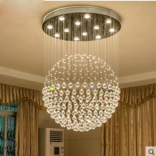 Crystal chandelier round Spherical living room dining room lamp modern minimalist Double staircase chandelier dining room led