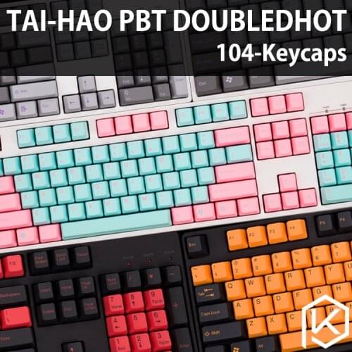 Taihao pbt double shot keycaps for diy gaming mechanical keyboard color of miami diablo black orange cyan rainbow light grey