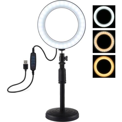 PULUZ 6.2 inch ring fill light (PU378) + table stand adjustable height 18cm-28cm