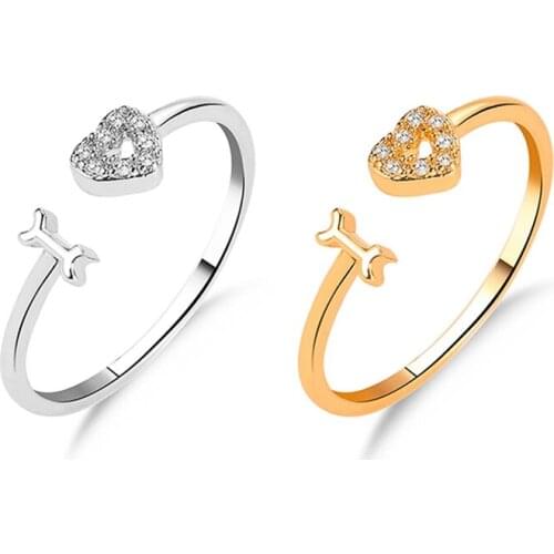Love Heart Zircon Adjustable Ring Silver Plating Resizable Rings I Love Trendy Women Jewelry Birthday Valentines Day Gift