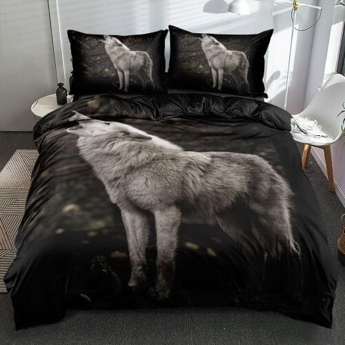 3D Bedding Sets Queen Quilt/Comforter Covers and Pillowcases 3-Piece Wolves Design Bedspreads