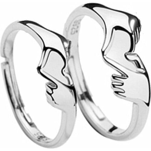Creative Couple Gesture Heart-Shaped Silver Color Ring Adjustable Open Ring Romantic Lovers' Jewelry