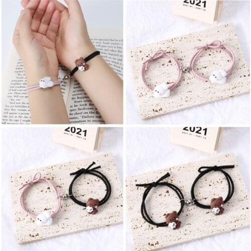 Couples Magnetic Mutual Attraction Bracelets Vows of Eternal Love Charms Elastic Rope Jewelry Gifts Set for Lover