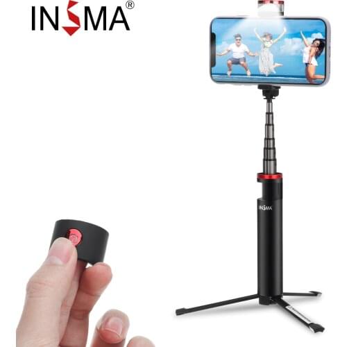 INSMA All in 1 Bluetooth Selfie Stick Live Photography Dimmable Portable Phone Camera Tripod with LED Fill Ring Light Remote