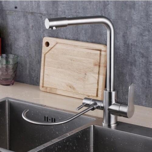 Can put down kitchen tap faucet sink hot and cold mixer drinking water mixer 304 stainless steel