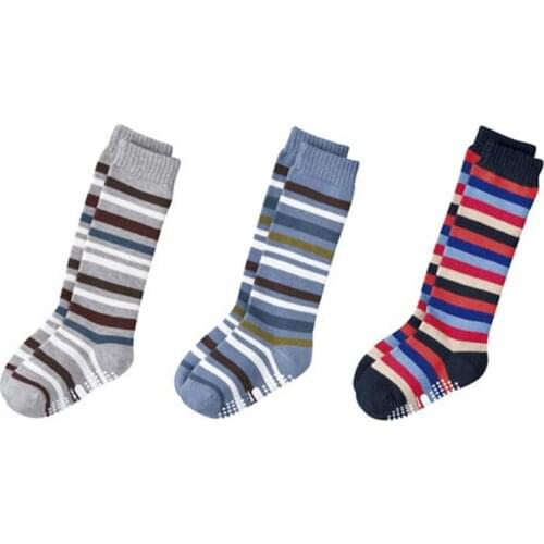 3 Pairs/lot New Children In Tube Socks Boy Striped Cotton Knee Socks Baby Anti-slip Socks Sweat-absorbent Socks TWT0114