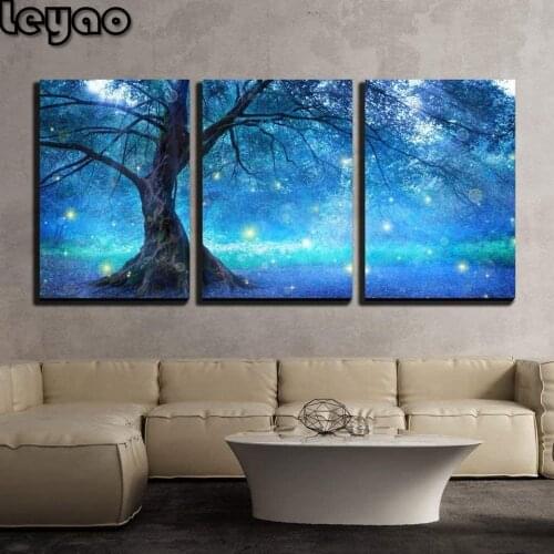 Fairy tree in mysterious forest NEW Arrival 5D Diy Diamond Painting Full Square Triptych Diamant Mosaic Pasted diamnd embroidery