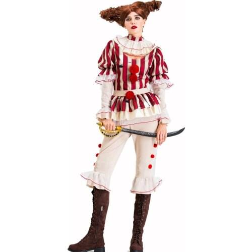 New Arrival Clown Costume Cosplay For Women Adult Halloween Costume For Women Carnival Performance Party Dress Up Suit