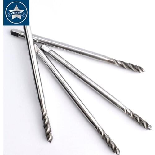 VOKET HSSE Long Shank Sprial Fluted tap M3X0.5 M4X0.7 M5X0.8 M6X1 Metric Screw Thread Extended Handle taps X120MM