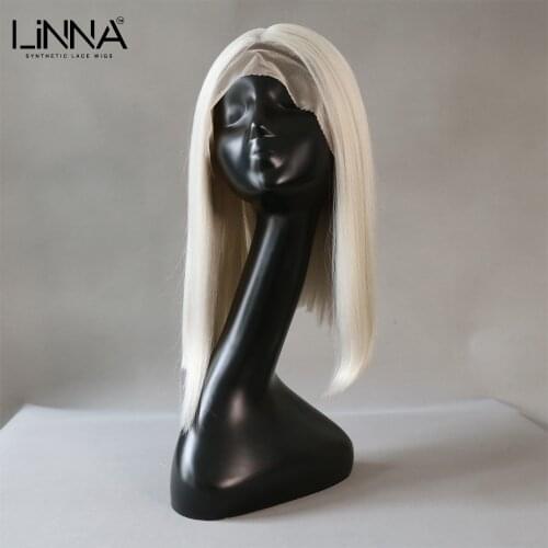 LINNA Synthetic Lace Wigs For Women Silky Straight Medium Length Soft Light Color Wig High Temperature Fiber Cosplay Wigs