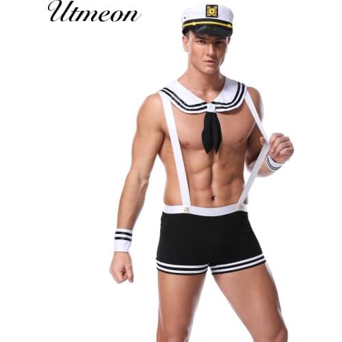 Sexy Exotic Apparel Lingerie Sexy Male Sailor Cosplay Costume Role play Costumes For Men Seductive Lingerie Garter Set