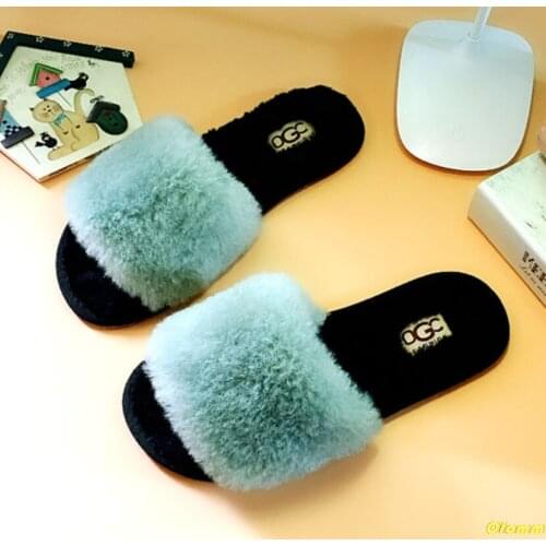 New Fashion Warm Shoes Woman Winter Slippers Faux Fur Women Slippers Slip on Flip Flops Fur Slippers Female Slides Plus Size