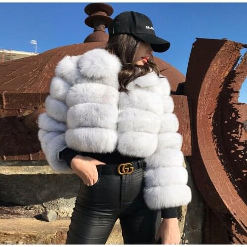 FURSARCAR 2021 Fashion Real Natural Fox Fur Coat Womens Jacket Full Pelt Genuine Fur Short Jackets Winter Thick Real Fur Coat