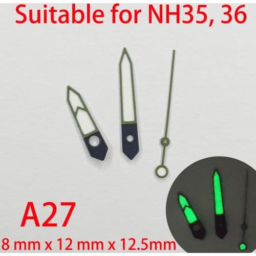 A27 suitable for NH35 watch pointers, watch accessories hand green/blue super luminous watch custom accessories NH36