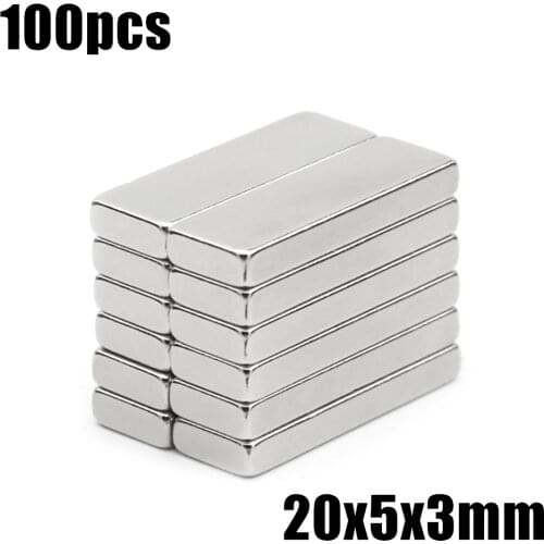 100pcs F20x5x3mm Super Powerful Strong Rare Earth Block NdFeB Magnet Neodymium N35 Magnets F20*5*3mm- Free Shipping