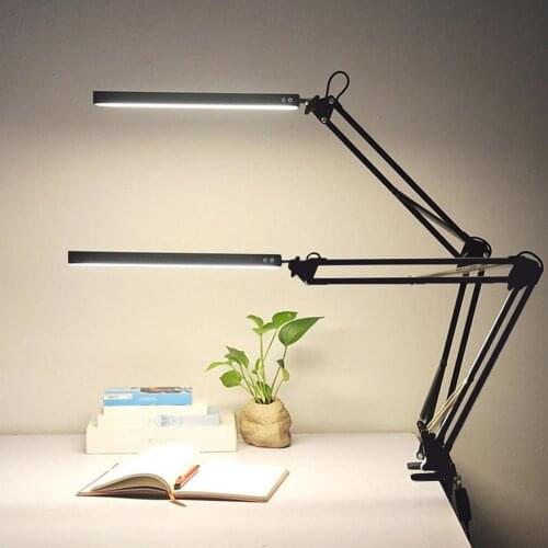 LED Desk Lamp With Clip Eye Protection Lamp Rotating Arm Office Desk Light Clip-on Table Lamp USB Reading Lamp 3 Color Modes