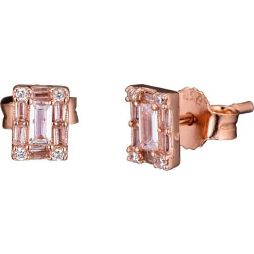 Luminous Ice Stud Earrings Rose Gold & Clear CZ Jewelry For Woman Fashion Earrings Studs Elegant Gift
