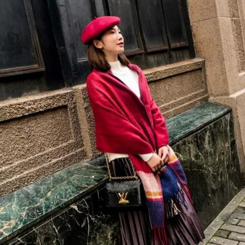 Chanycore Lengthen Color matching Winter scarf cashmere pashmina women scarfs warm thick Dual use shawl hijab poncho for ladies