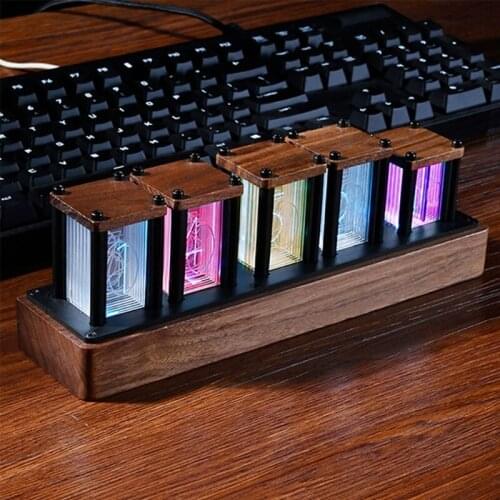 Time tube Glow tube Quasi-glow tube clock LED digital solid wood Chinese night light Brightness adjustable