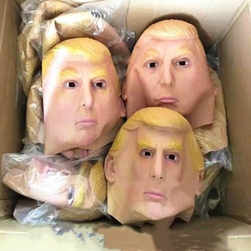 Funny Donald Trump Mask Rave Purge Cosplay Latex Realistic Mask Billionaire USA President Role Play Halloween Theme Props 2020