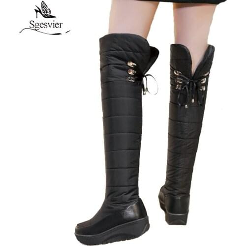 Sgesvier Women boots Shoes Wedges sonw boots Wedges Platform Winter Boots for Women Shoes Waterproof over the knee high boots