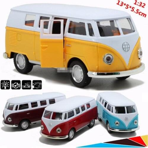 1:32 alloy pull back cars, high simulation classic vintage toy bus, sound and light back to power, free shipping